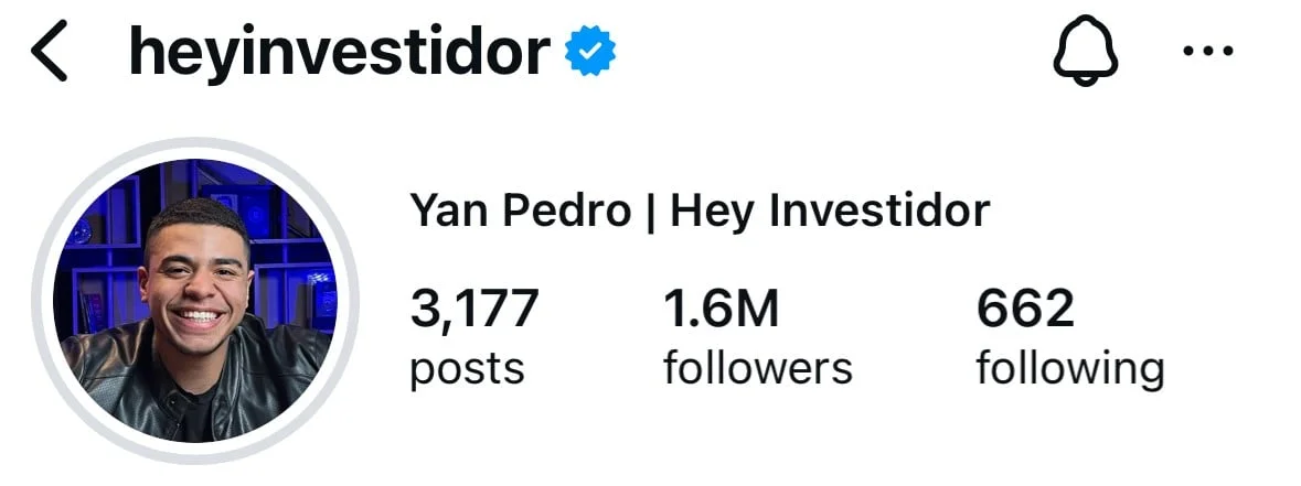 Perfil Instagram do HeyInvestidor