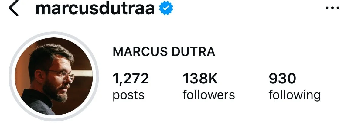 Perfil Instagram do Marcus Dutra